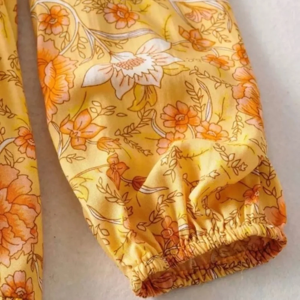 SOLD OUT Boho Golden Floral Long Sleeve Gypsy Dress - Picture 10 of 10